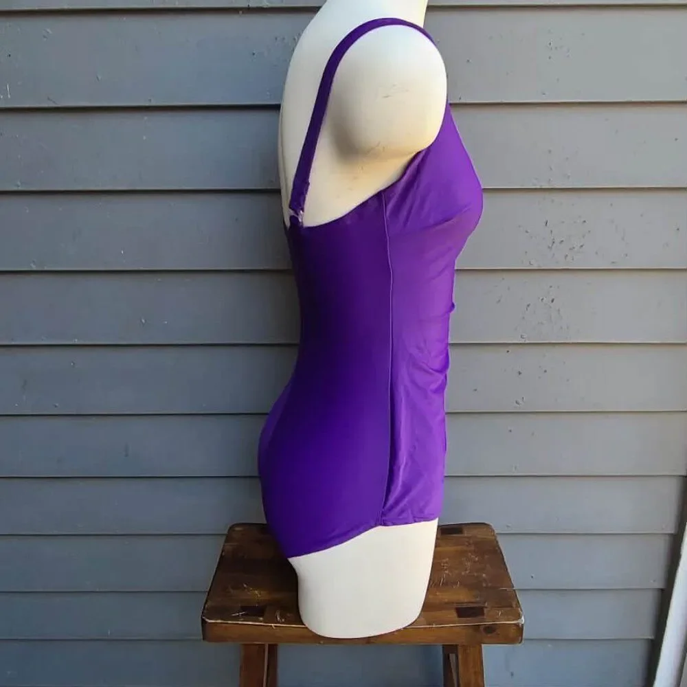 Beach Bay Purple One Piece Tummy Control Swim Suit Size 10 NWT!